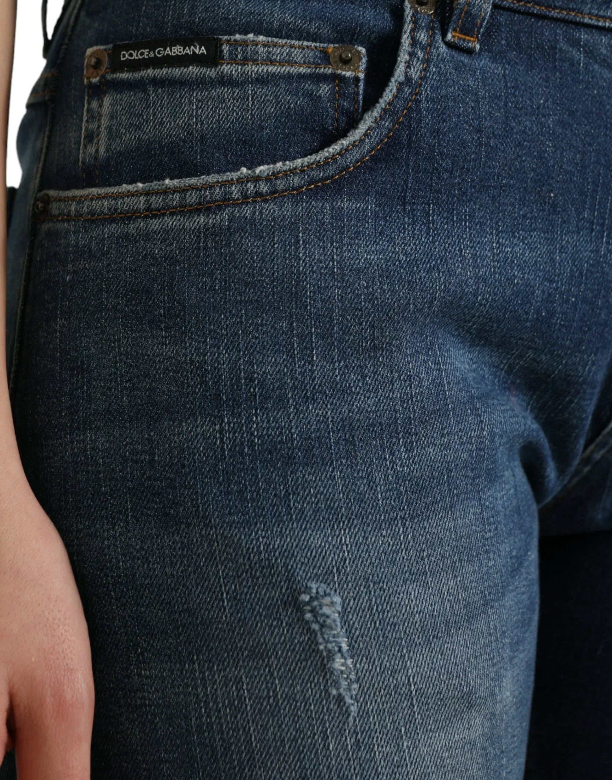 Dolce & Gabbana Blue BOYFRIEND Mid Waist Cotton Denim Jeans - Zeiniez