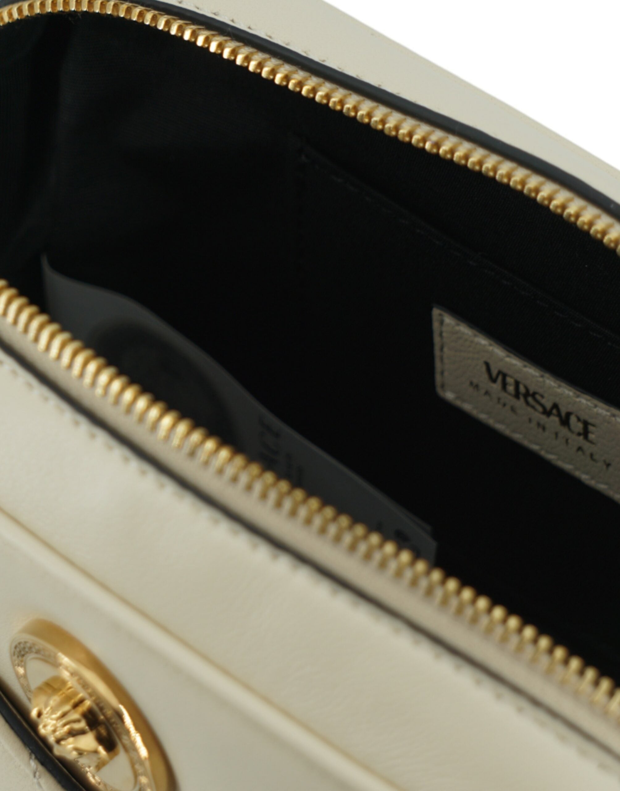Versace White Lamb Leather Small Camera Crossbody Bag - Zeiniez