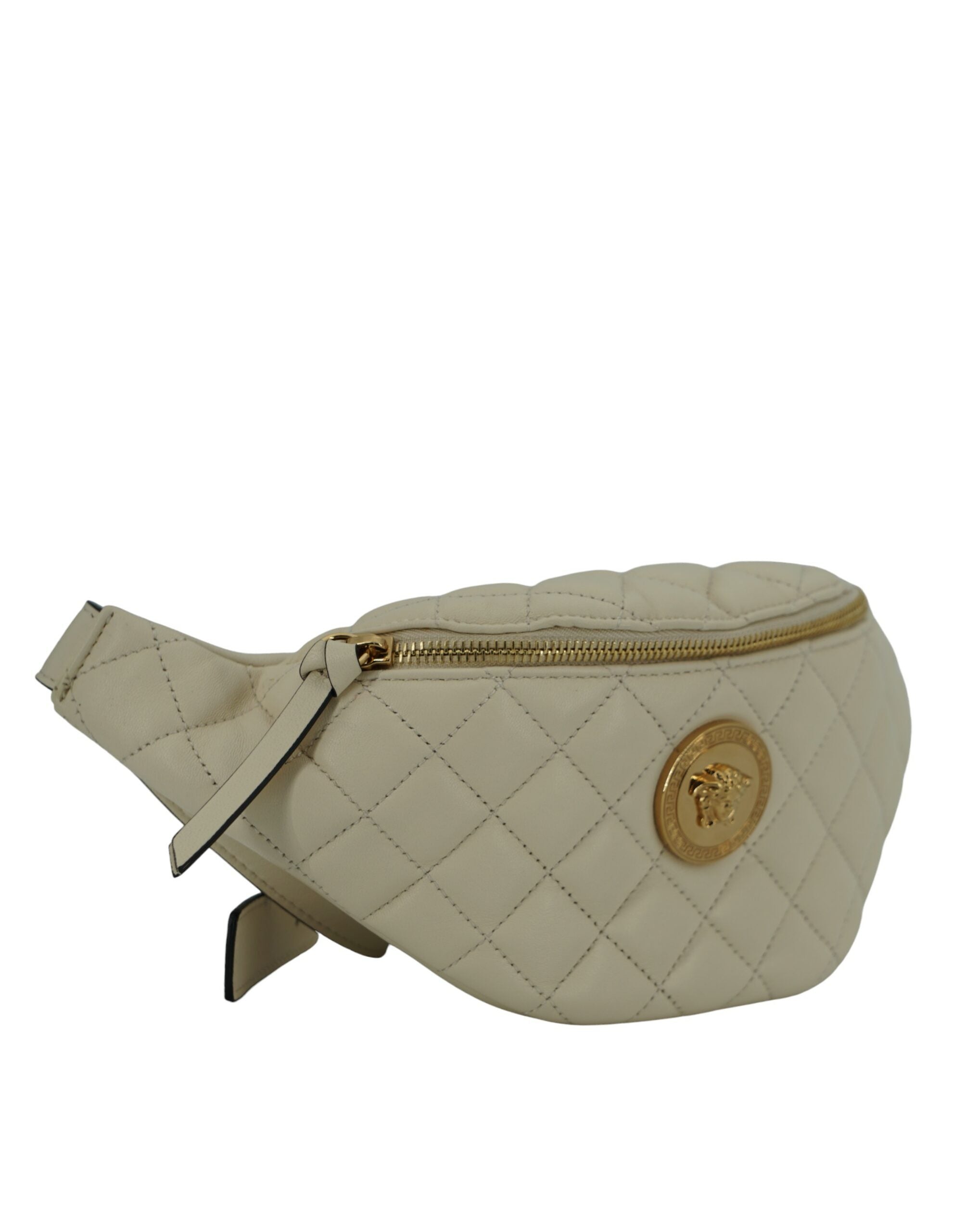 Versace White Lamb Leather Belt Bag - Zeiniez