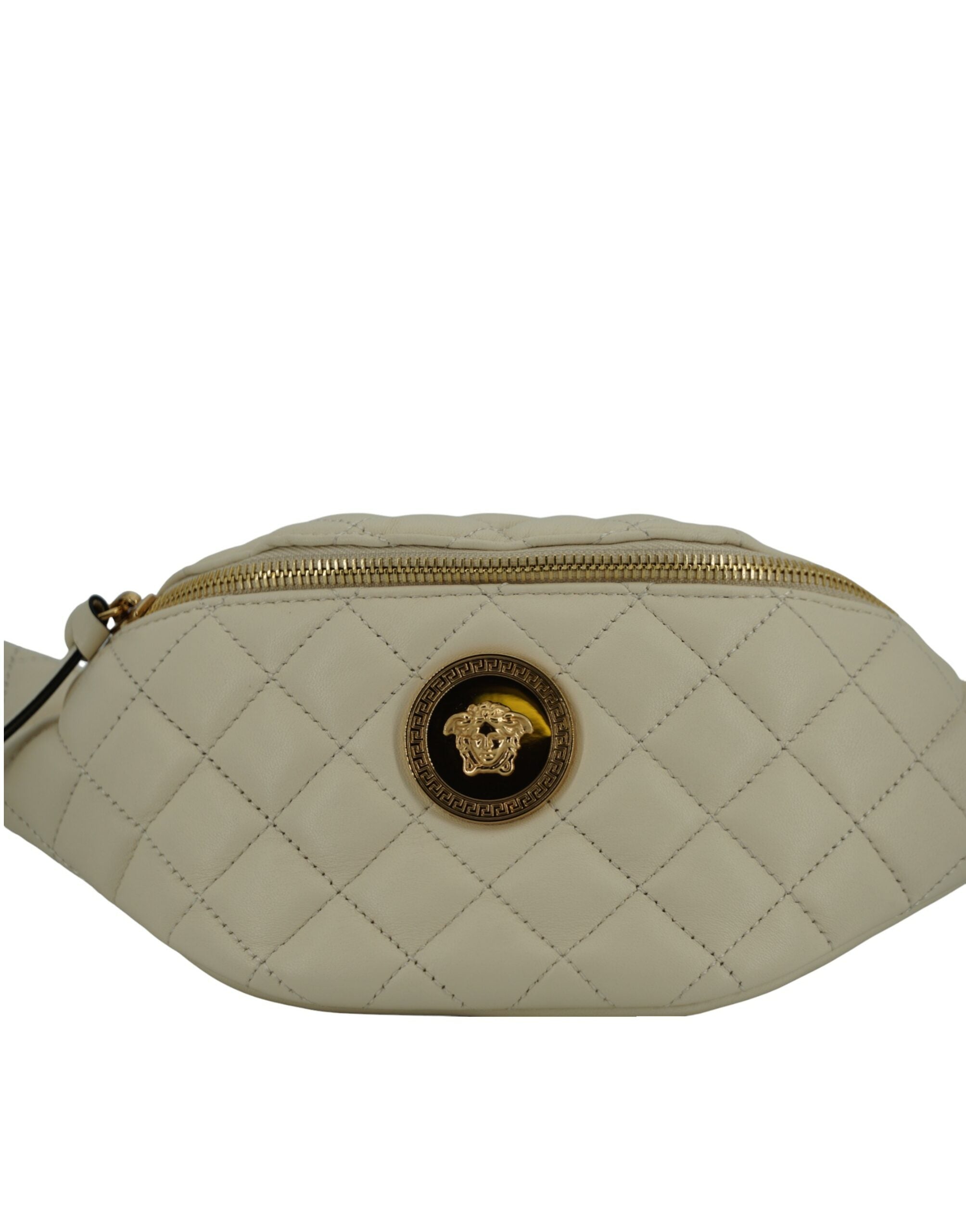Versace White Lamb Leather Belt Bag - Zeiniez
