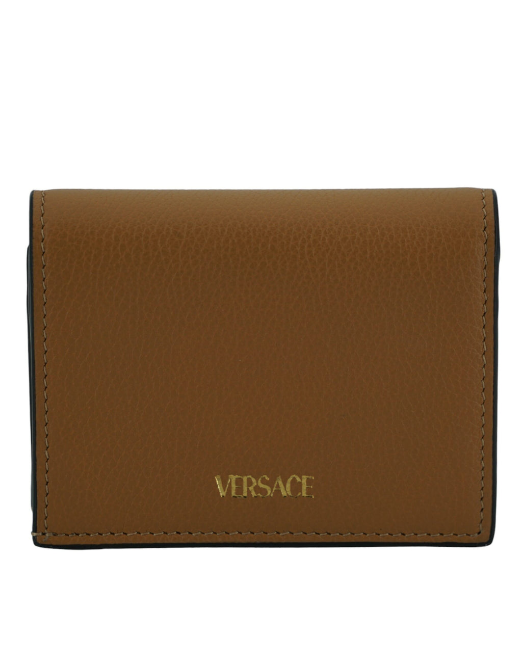 Versace Brown Calf Leather Compact Wallet - Zeiniez