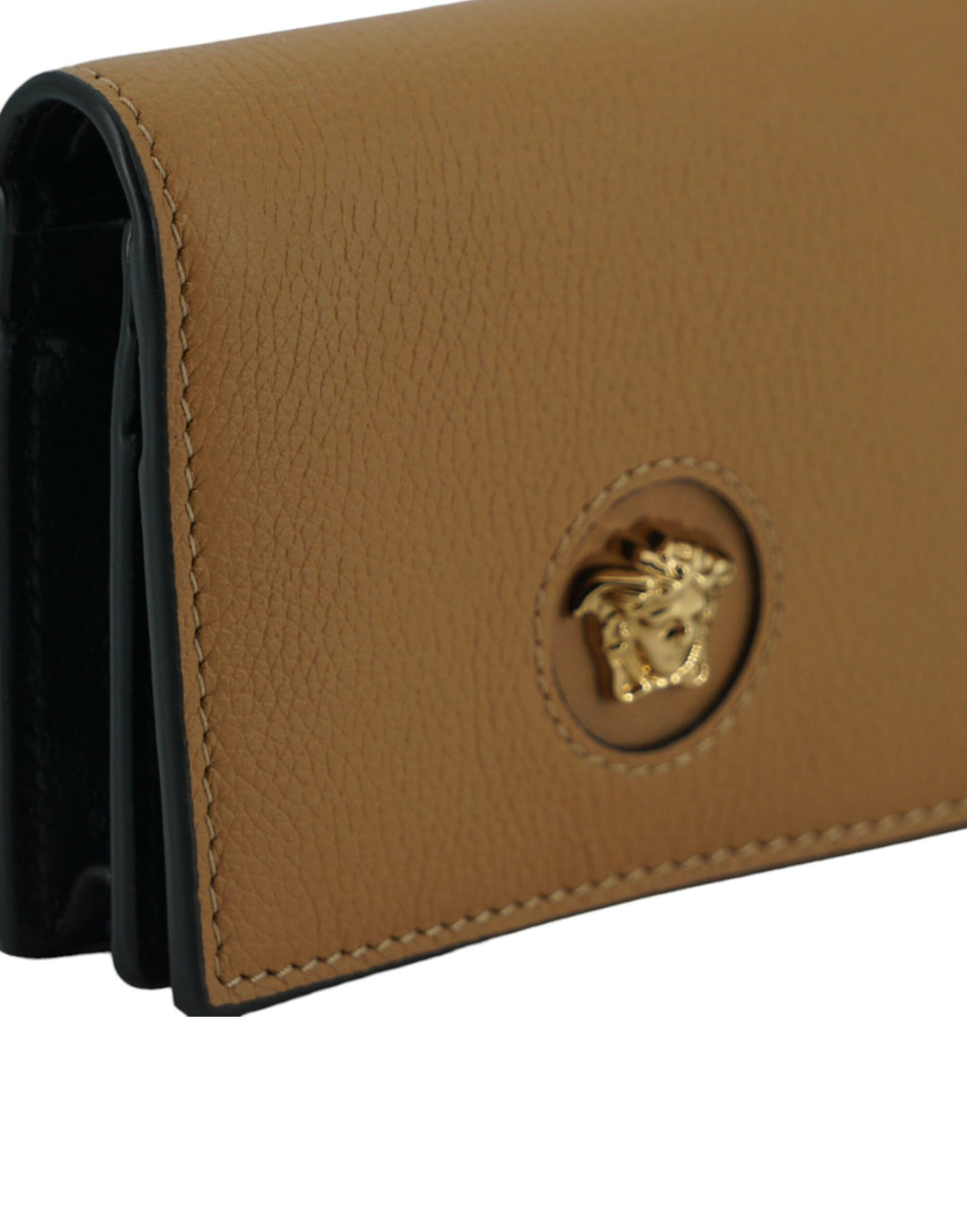 Versace Brown Calf Leather Compact Wallet - Zeiniez