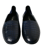 Dolce & Gabbana Blue Crocodile Leather Loafers Slip On Shoes - Zeiniez