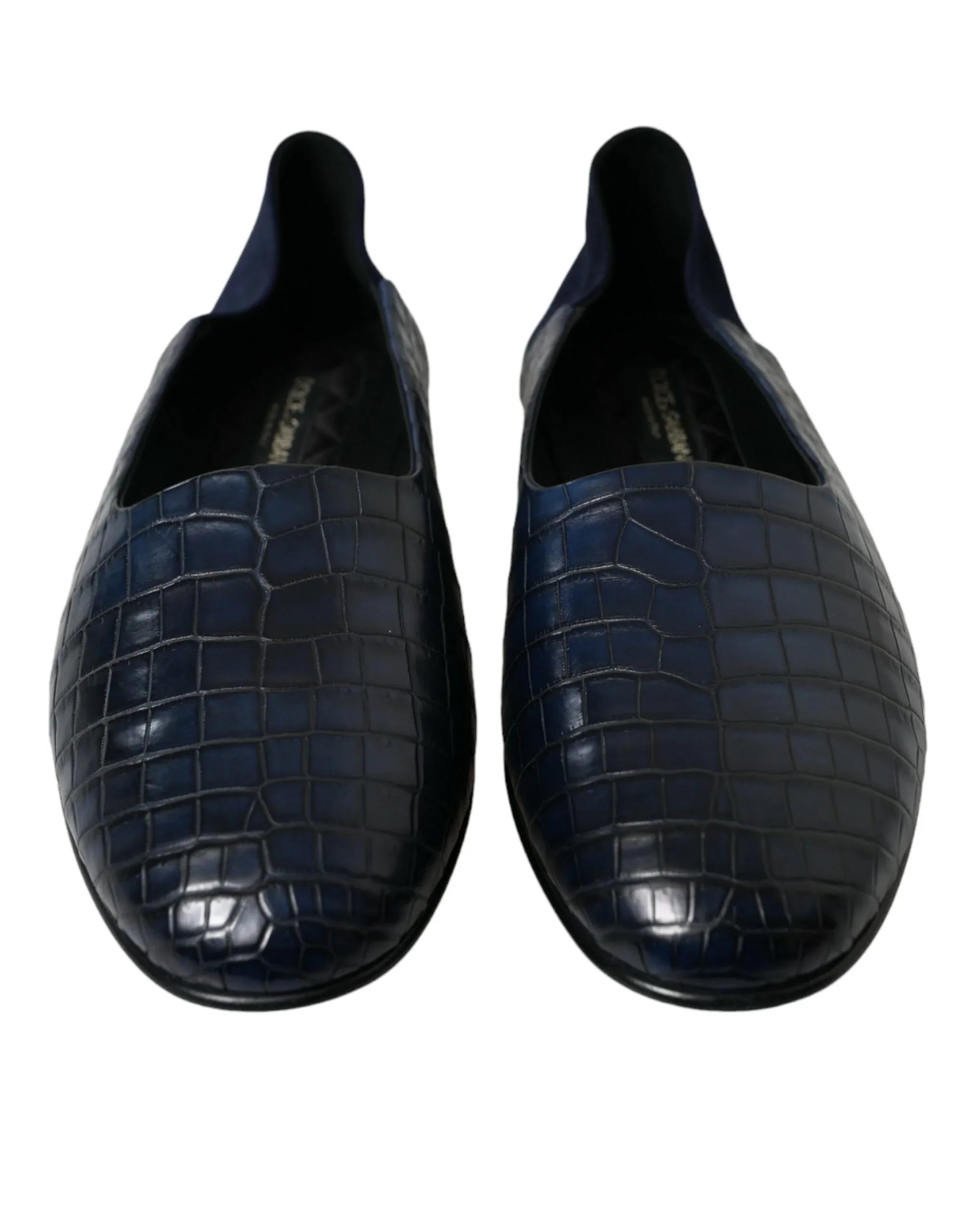 Dolce & Gabbana Blue Crocodile Leather Loafers Slip On Shoes - Zeiniez