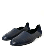 Dolce & Gabbana Blue Crocodile Leather Loafers Slip On Shoes - Zeiniez