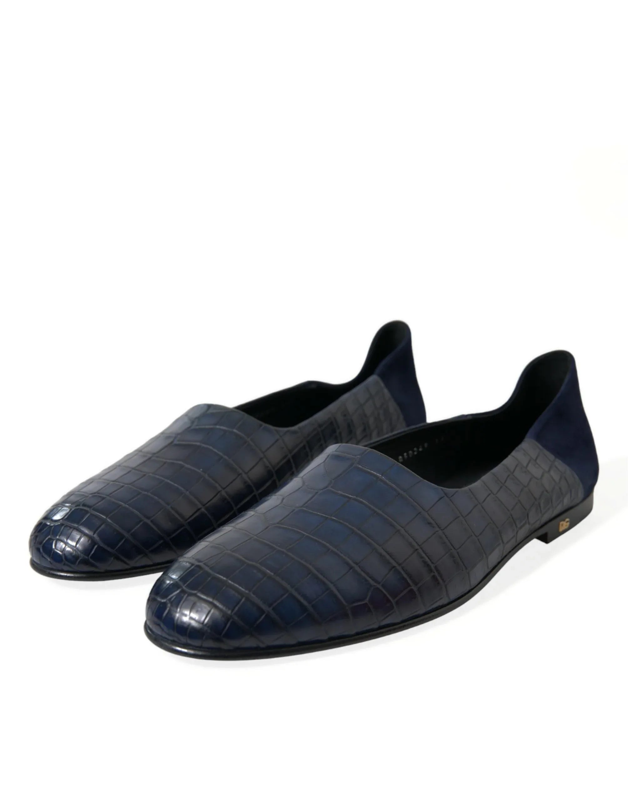 Dolce & Gabbana Blue Crocodile Leather Loafers Slip On Shoes - Zeiniez