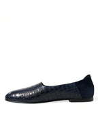 Dolce & Gabbana Blue Crocodile Leather Loafers Slip On Shoes - Zeiniez