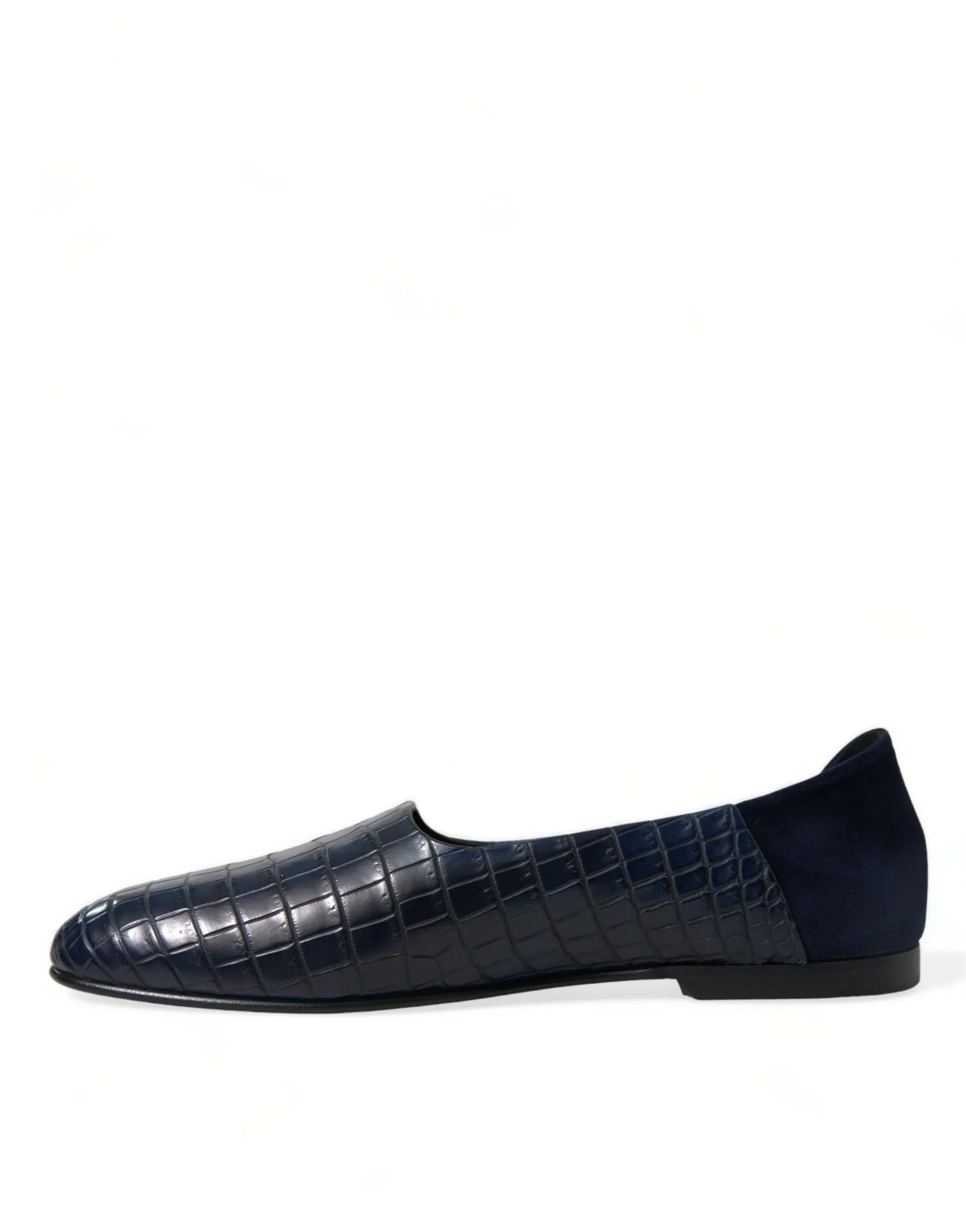 Dolce & Gabbana Blue Crocodile Leather Loafers Slip On Shoes - Zeiniez