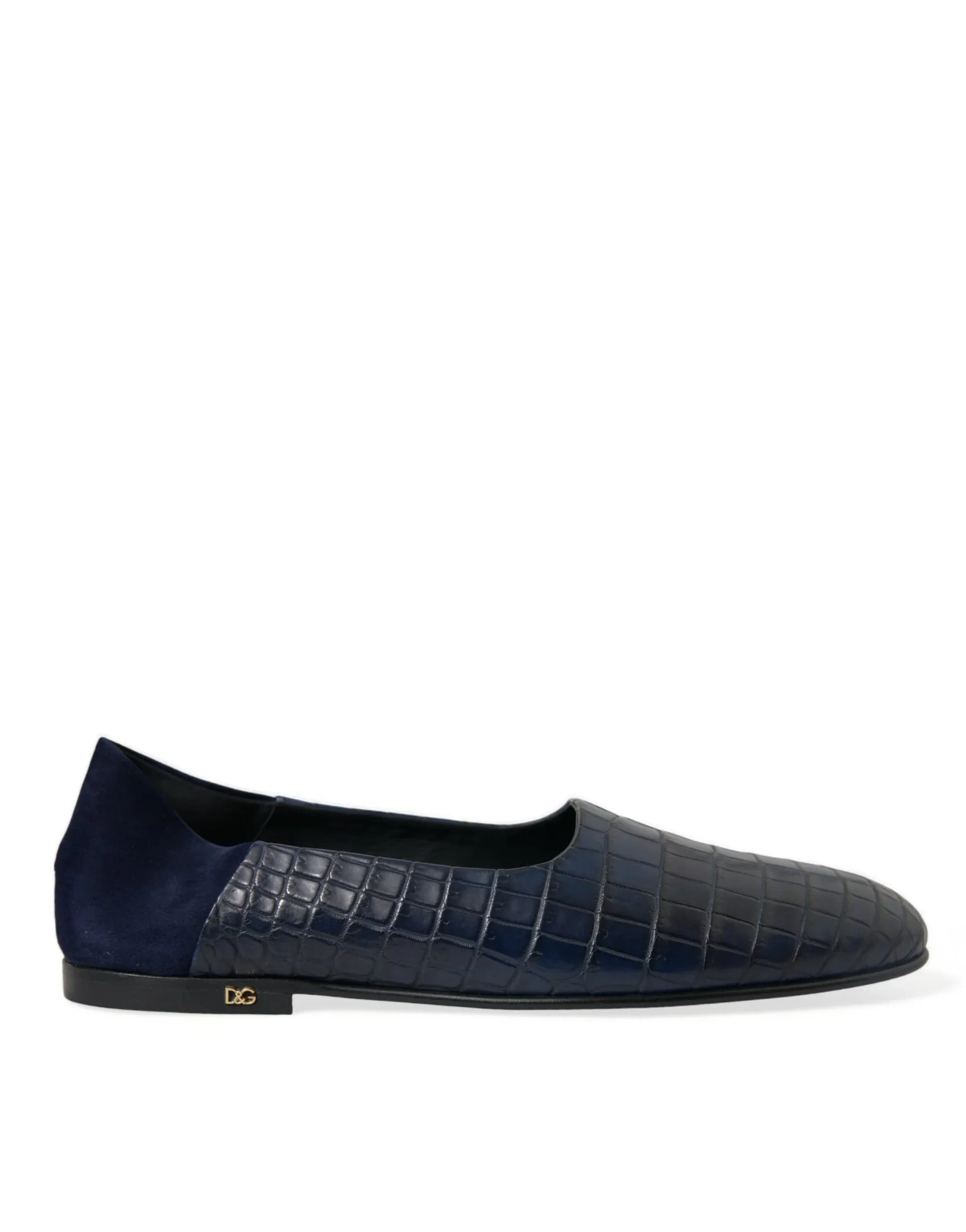 Dolce & Gabbana Blue Crocodile Leather Loafers Slip On Shoes - Zeiniez