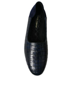 Dolce & Gabbana Blue Crocodile Leather Loafers Slip On Shoes - Zeiniez