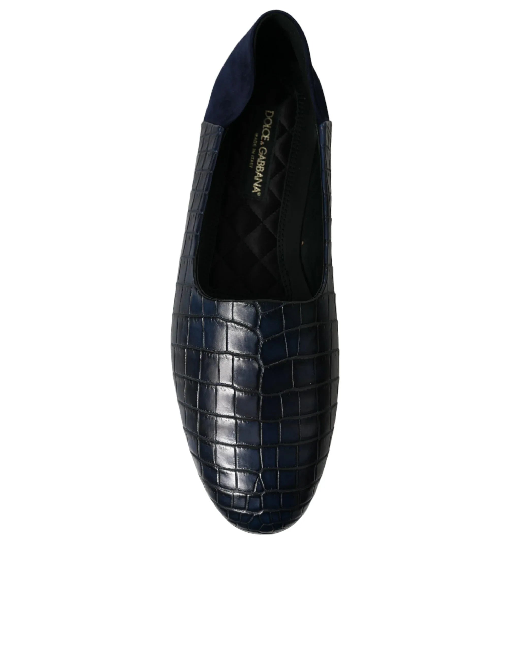 Dolce & Gabbana Blue Crocodile Leather Loafers Slip On Shoes - Zeiniez