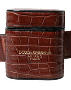 Dolce & Gabbana Brown Alligator Leather Airpods Case Coin Purse Wallet - Zeiniez