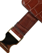 Dolce & Gabbana Brown Alligator Leather Airpods Case Coin Purse Wallet - Zeiniez