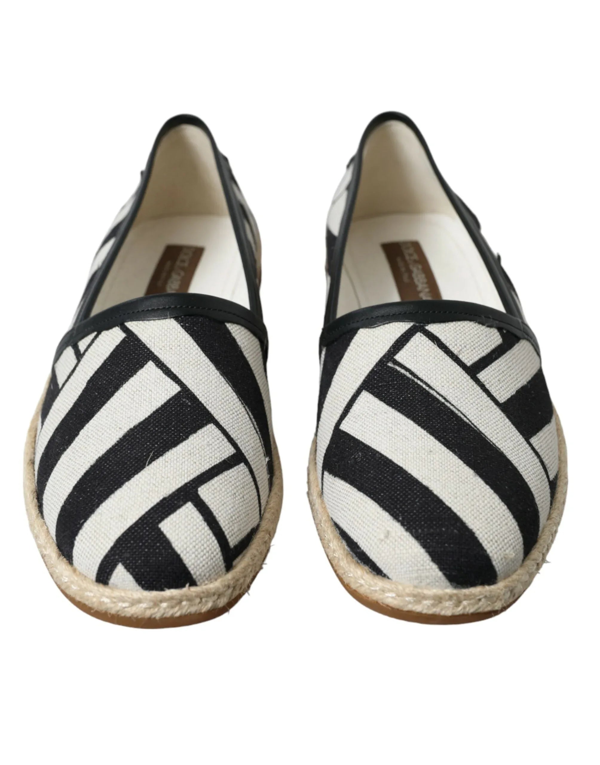Dolce & Gabbana Beige Black Striped Canvas Espadrilles MONDELLO Shoes - Zeiniez
