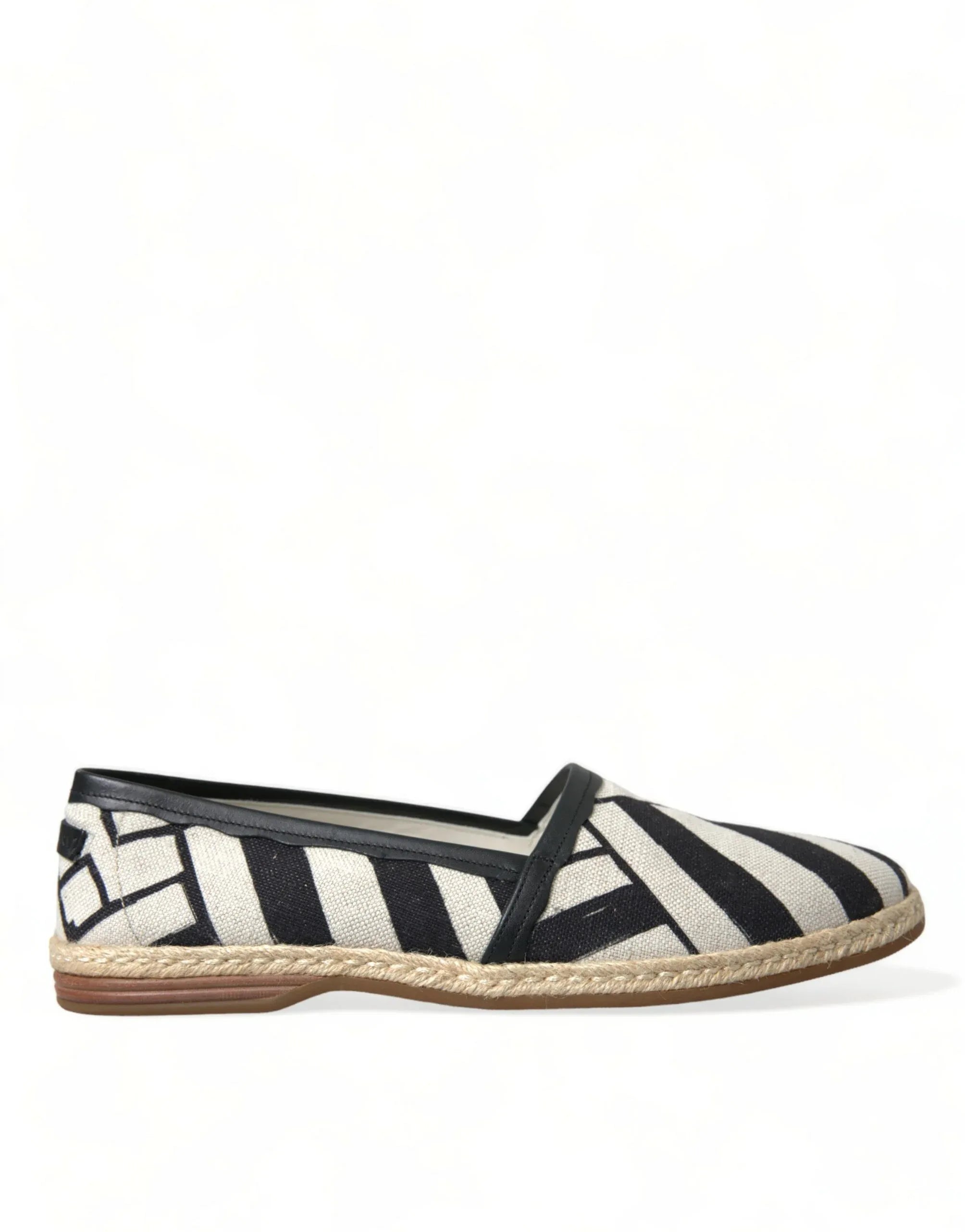 Dolce & Gabbana Beige Black Striped Canvas Espadrilles MONDELLO Shoes - Zeiniez