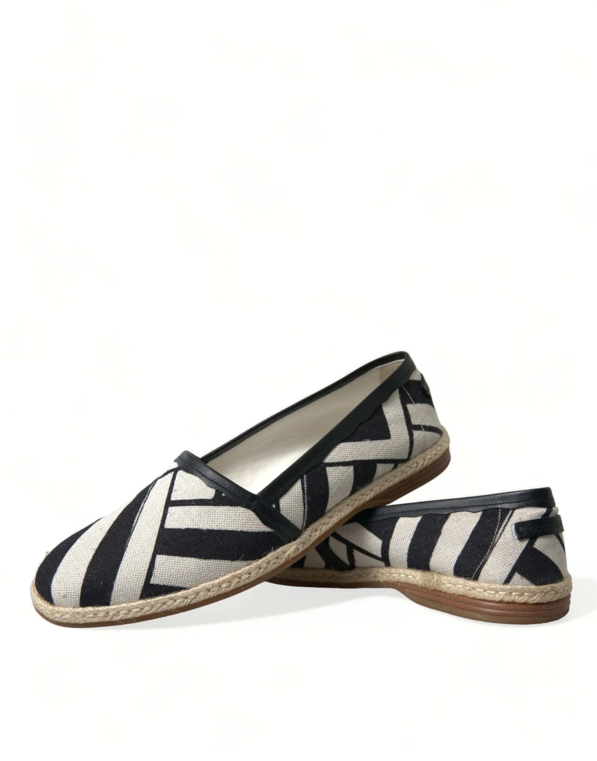 Dolce & Gabbana Beige Black Striped Canvas Espadrilles MONDELLO Shoes - Zeiniez