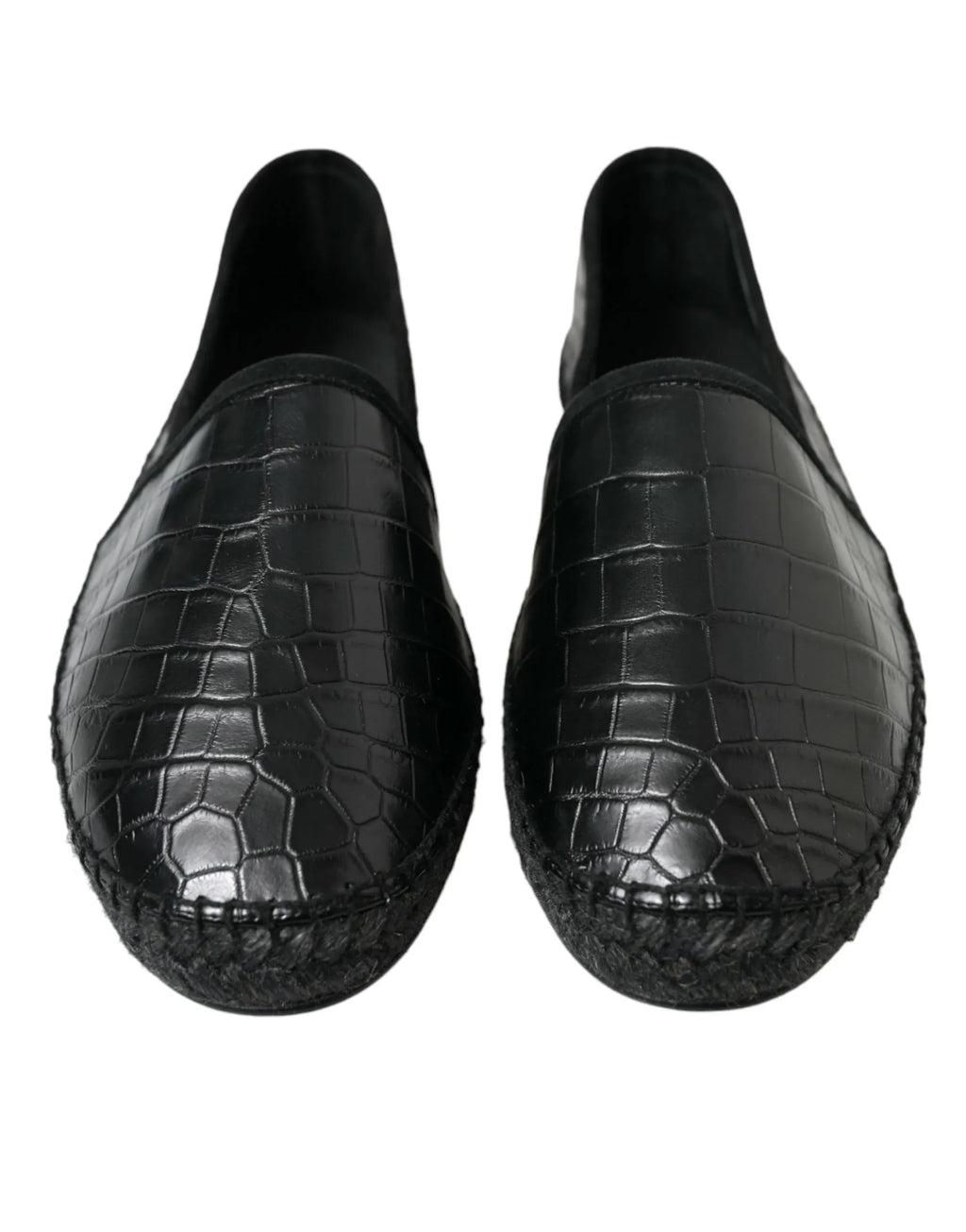 Dolce & Gabbana Black Exotic Leather Espadrilles Slip On Shoes - Zeiniez