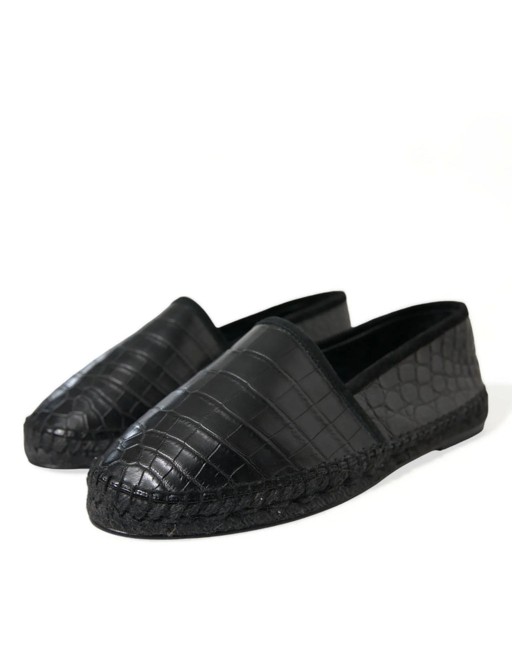 Dolce & Gabbana Black Exotic Leather Espadrilles Slip On Shoes - Zeiniez