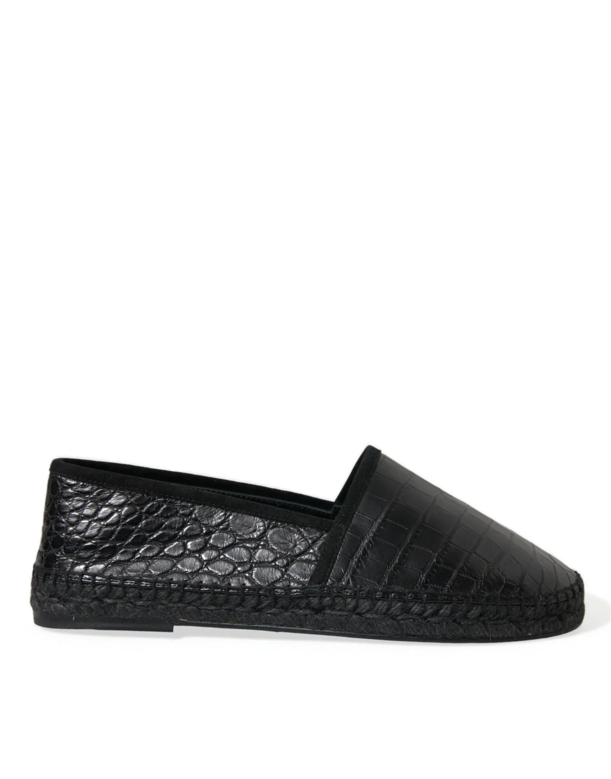 Dolce & Gabbana Black Exotic Leather Espadrilles Slip On Shoes - Zeiniez