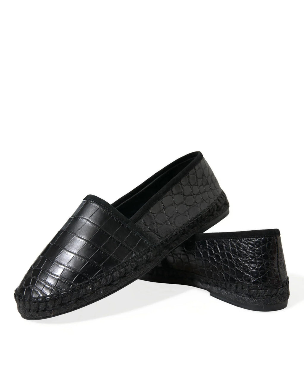 Dolce & Gabbana Black Exotic Leather Espadrilles Slip On Shoes - Zeiniez