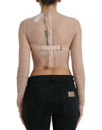 Dolce & Gabbana Beige Nylon Floral Lace Bustier Cropped Top - Zeiniez