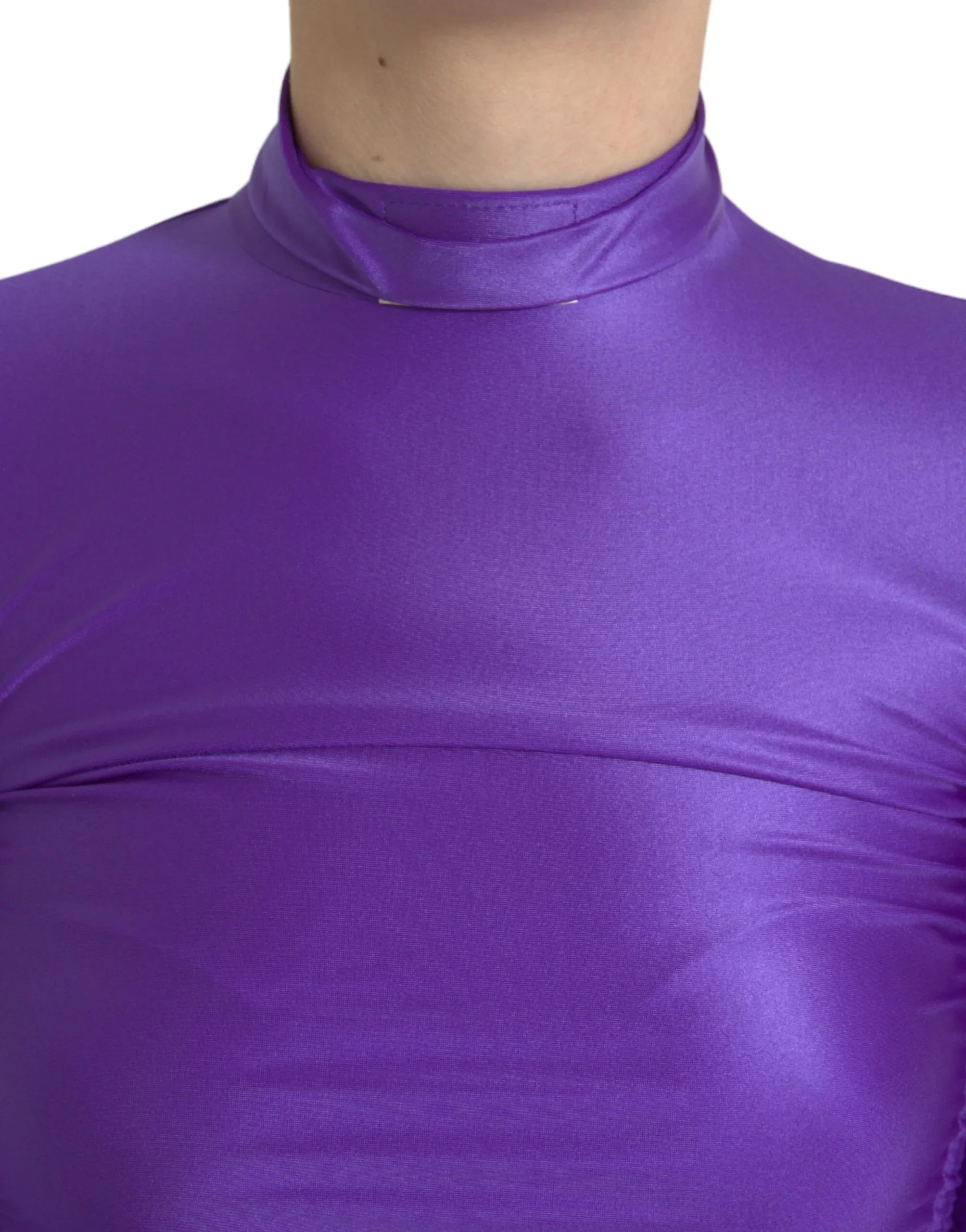 Dolce & Gabbana Purple Nylon Stretch Slim Long Sleeves Top - Zeiniez