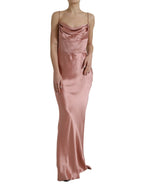 Dolce & Gabbana Pink Silk Spaghetti Straps Long Gown Dress - Zeiniez