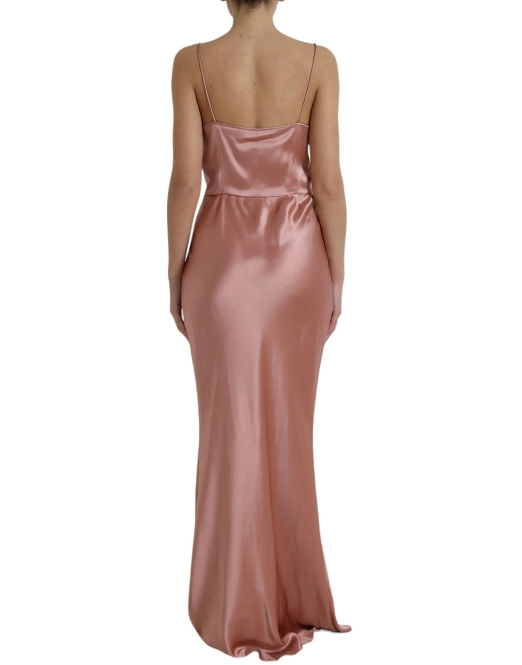 Dolce & Gabbana Pink Silk Spaghetti Straps Long Gown Dress - Zeiniez