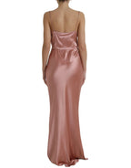 Dolce & Gabbana Pink Silk Spaghetti Straps Long Gown Dress - Zeiniez