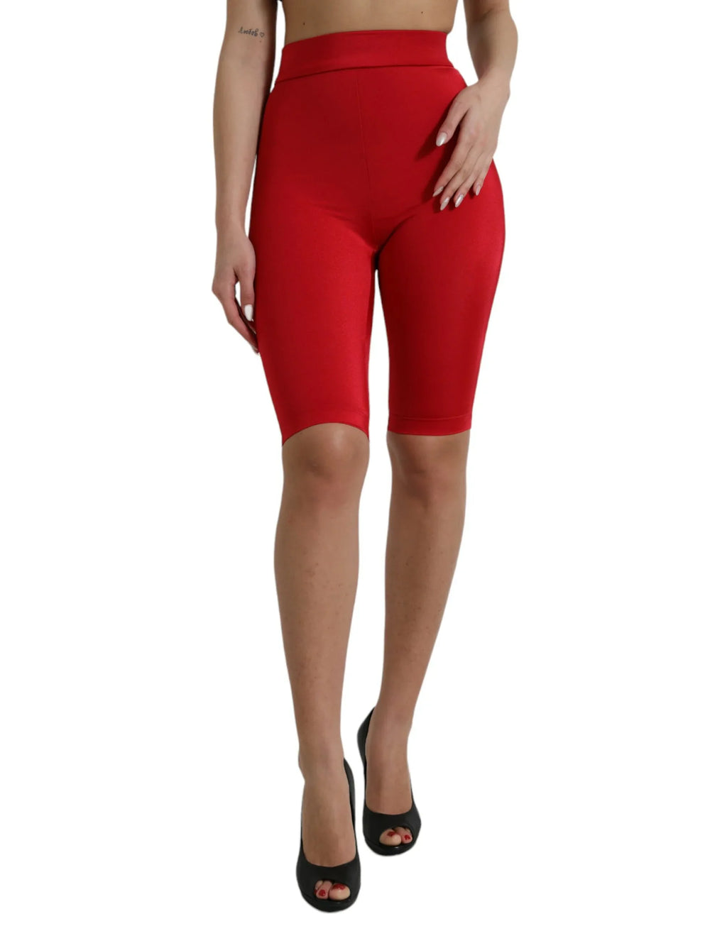 Dolce & Gabbana Red Stretch High Waist Cropped Leggings Pants - Zeiniez