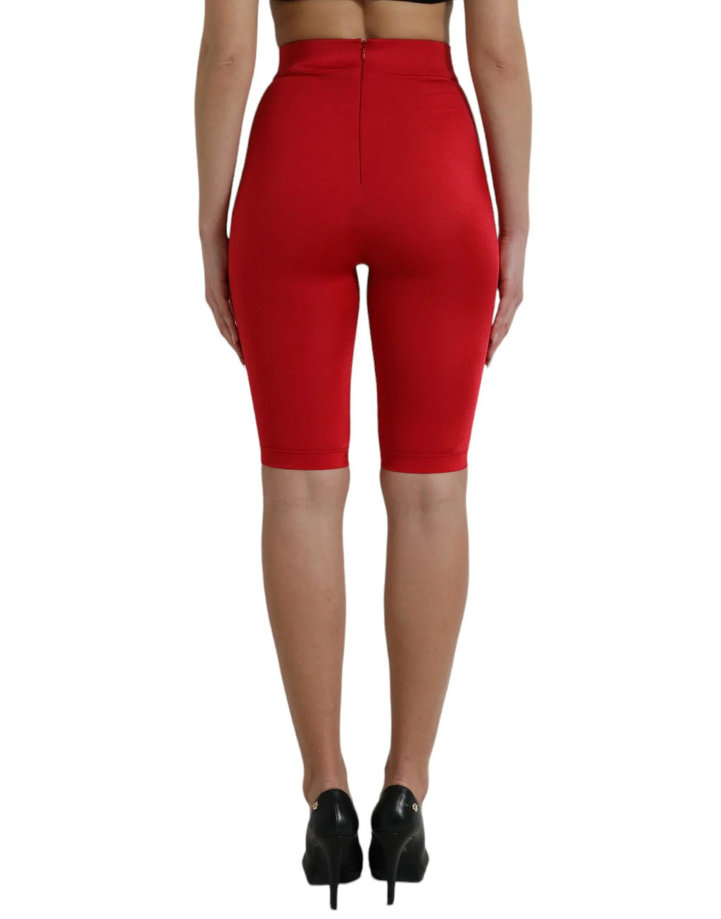 Dolce & Gabbana Red Stretch High Waist Cropped Leggings Pants - Zeiniez