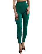 Dolce & Gabbana Green Nylon Stretch Slim Leggings Pants - Zeiniez