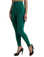 Dolce & Gabbana Green Nylon Stretch Slim Leggings Pants - Zeiniez
