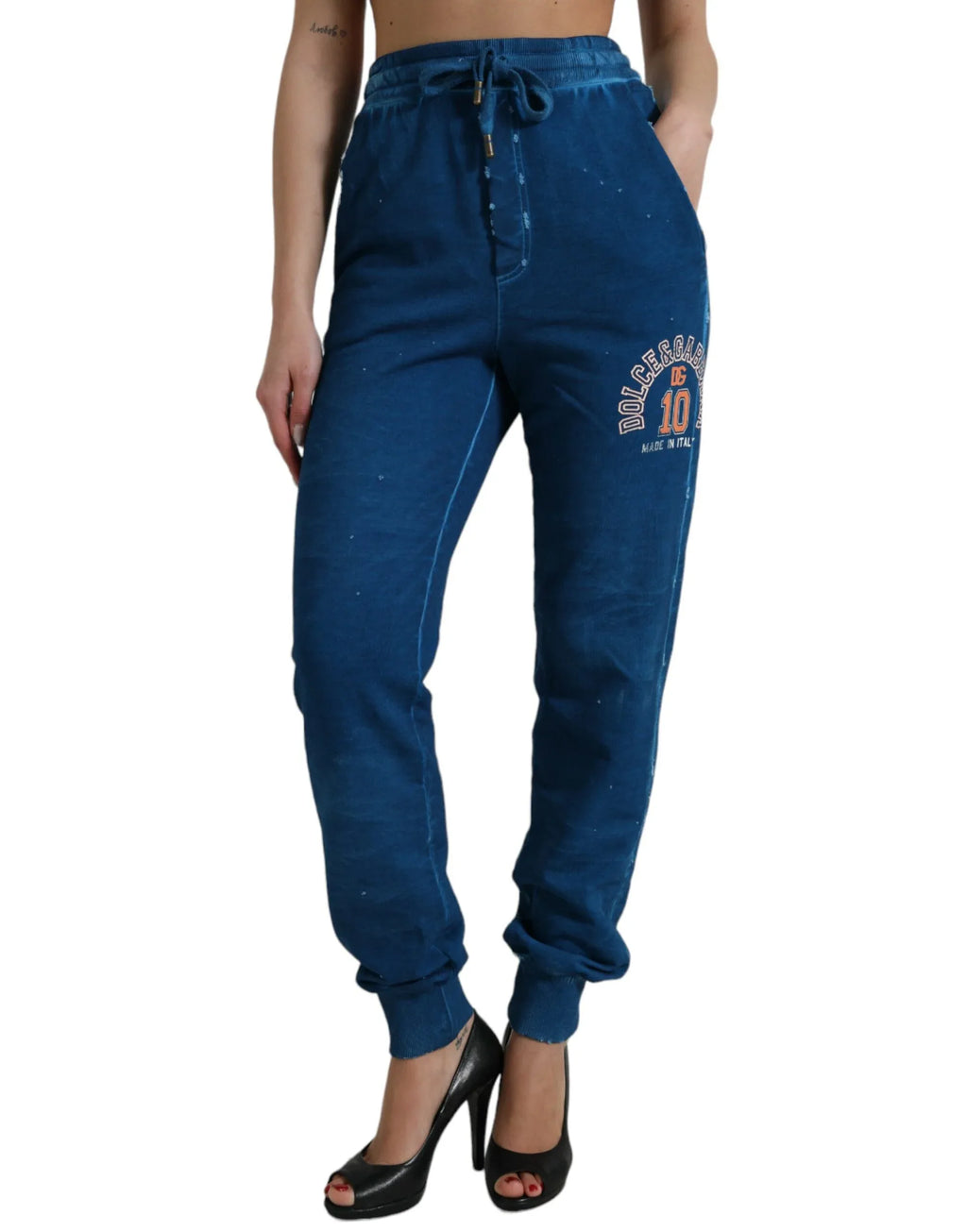 Dolce & Gabbana Blue Logo Cotton Jogger Sweatpants Pants - Zeiniez
