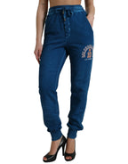 Dolce & Gabbana Blue Logo Cotton Jogger Sweatpants Pants - Zeiniez