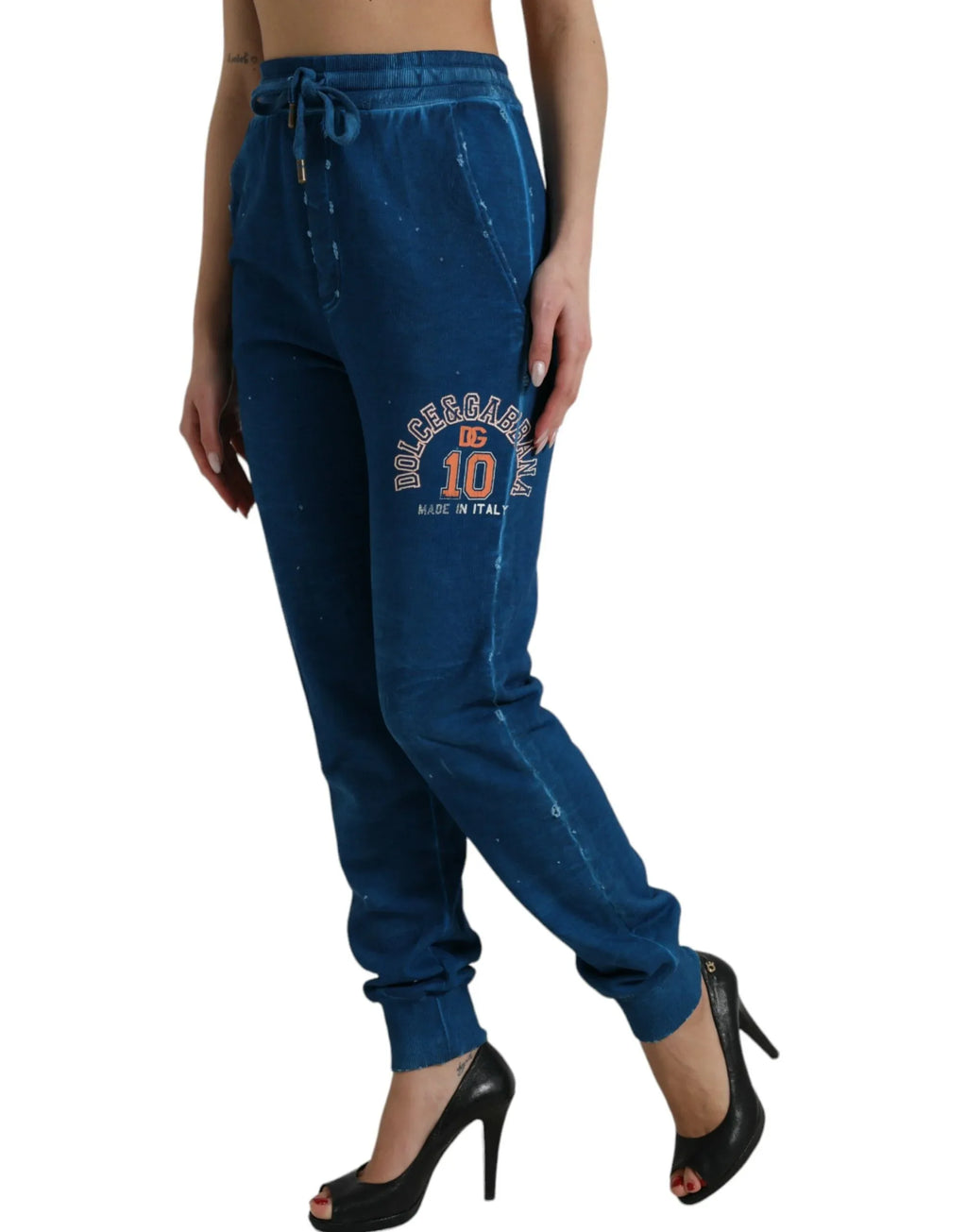 Dolce & Gabbana Blue Logo Cotton Jogger Sweatpants Pants - Zeiniez