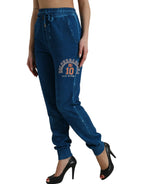 Dolce & Gabbana Blue Logo Cotton Jogger Sweatpants Pants - Zeiniez