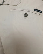 Dolce & Gabbana Beige Cotton High Waist Tapered Pants - Zeiniez