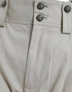 Dolce & Gabbana Beige Cotton High Waist Tapered Pants - Zeiniez