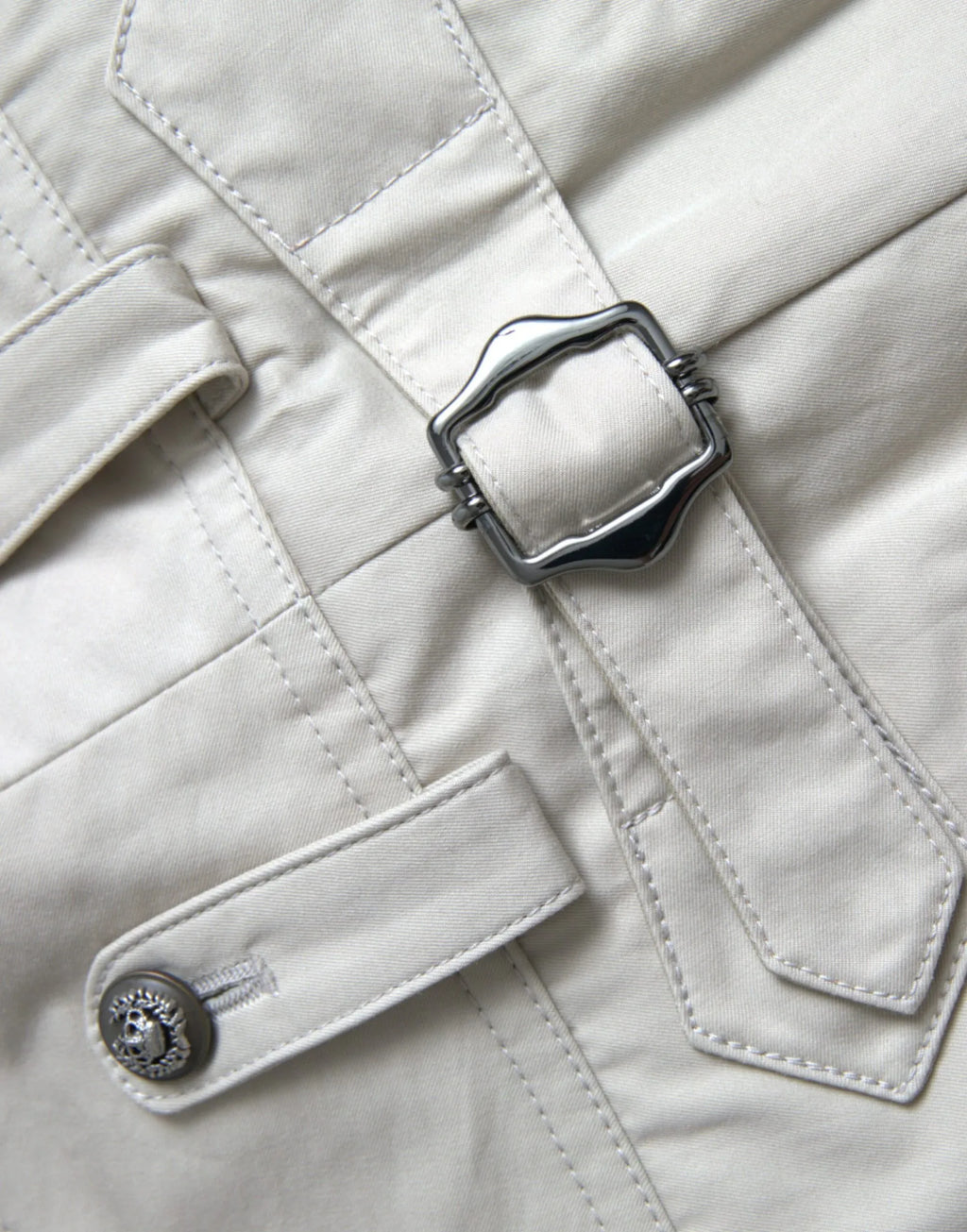 Dolce & Gabbana Beige Cotton High Waist Tapered Pants - Zeiniez