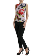 Dolce & Gabbana Multicolor Floral Padlock Butterfly Tank Top - Zeiniez