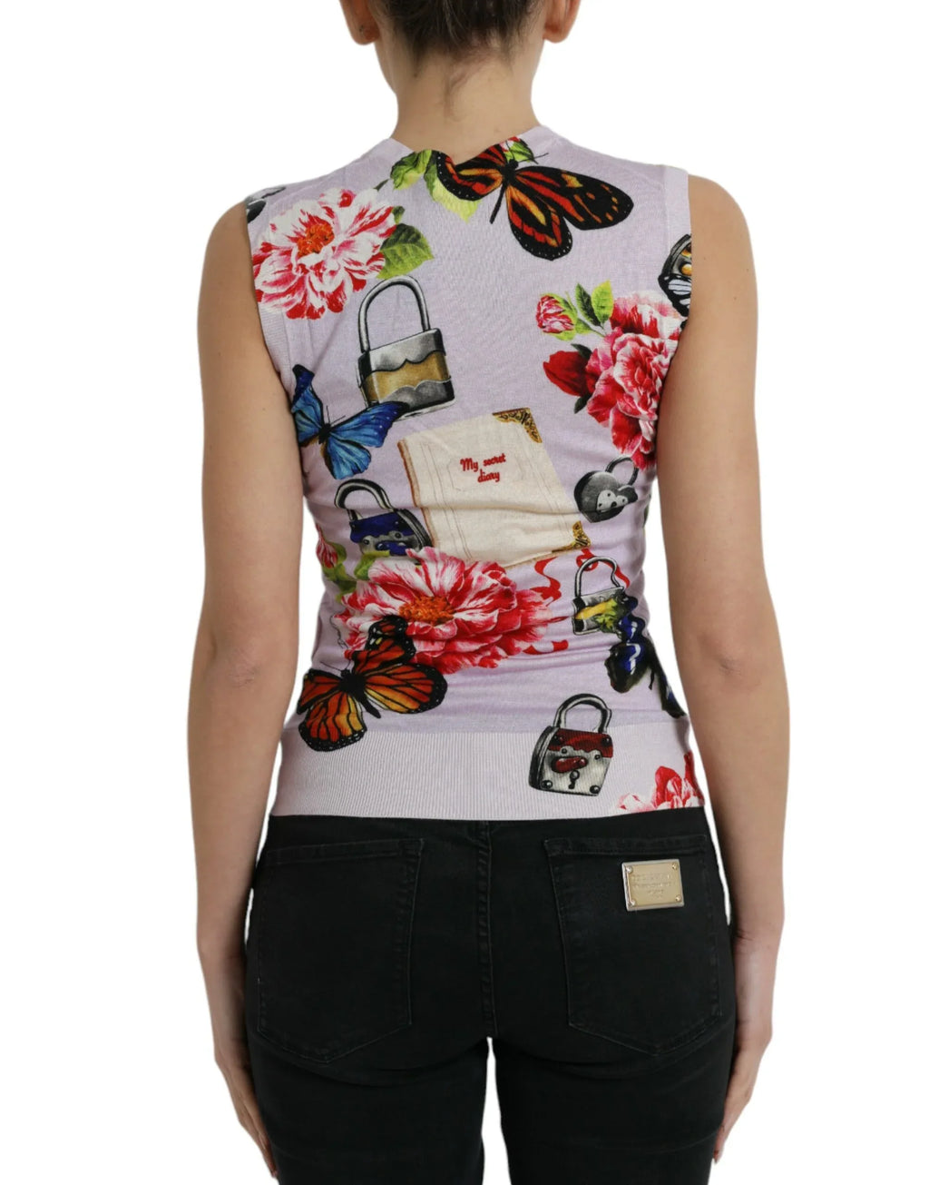 Dolce & Gabbana Multicolor Floral Padlock Butterfly Tank Top - Zeiniez