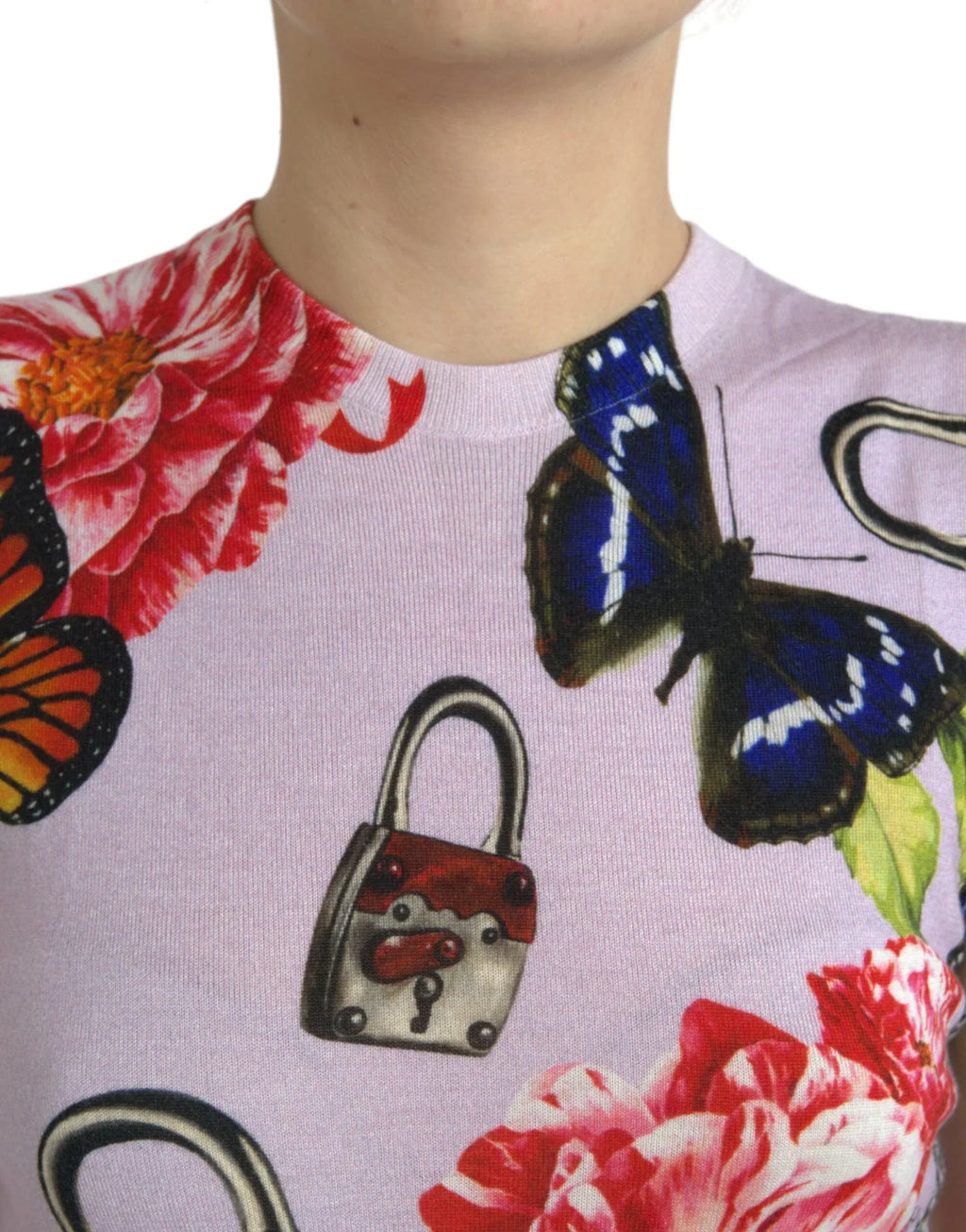 Dolce & Gabbana Multicolor Floral Padlock Butterfly Tank Top - Zeiniez
