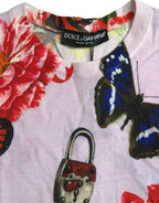 Dolce & Gabbana Multicolor Floral Padlock Butterfly Tank Top - Zeiniez