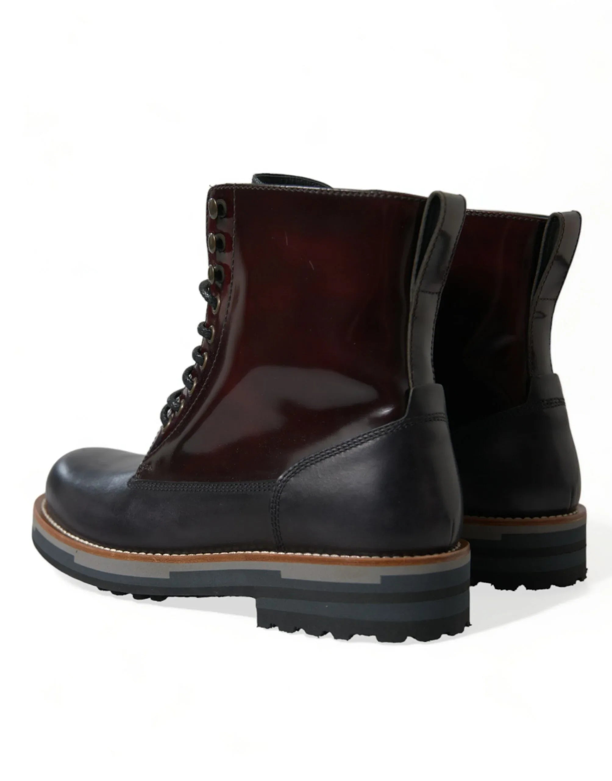 Dolce & Gabbana Black Leather Military Combat Boots Shoes - Zeiniez