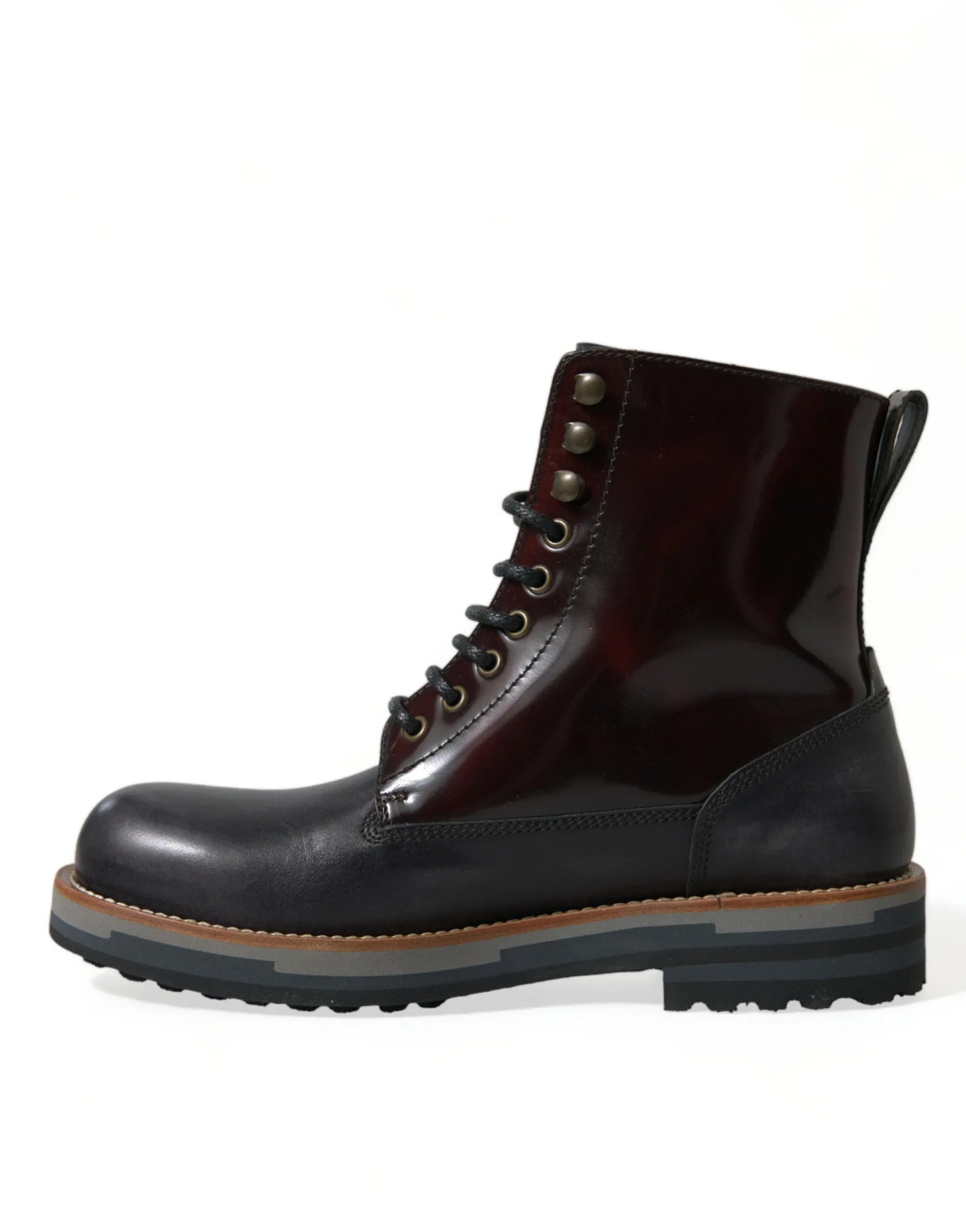Dolce & Gabbana Black Leather Military Combat Boots Shoes - Zeiniez