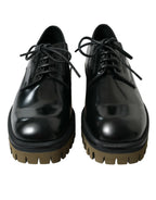 Dolce & Gabbana Black Leather Lace Up Derby Men Dress Shoes - Zeiniez