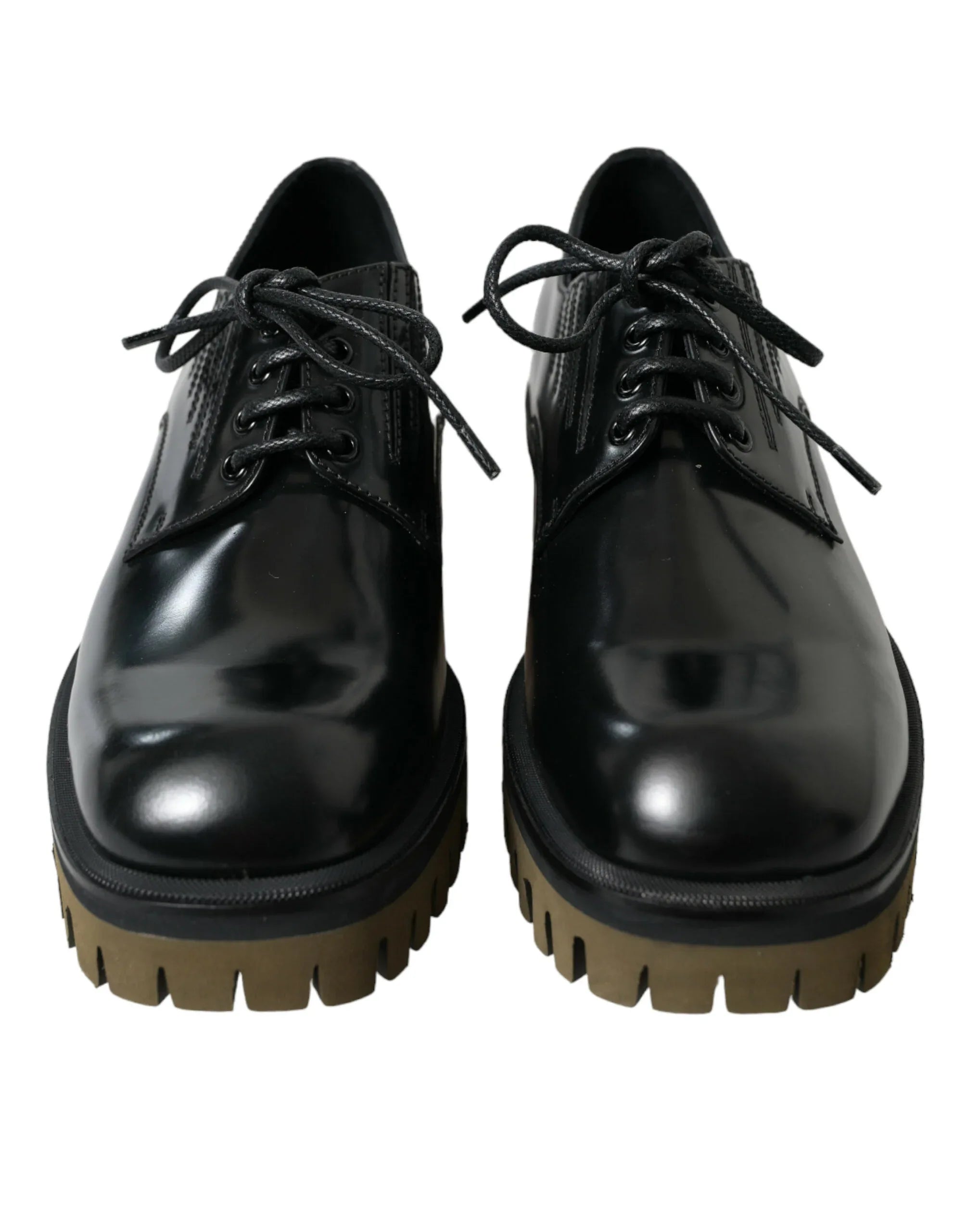 Dolce & Gabbana Black Leather Lace Up Derby Men Dress Shoes - Zeiniez