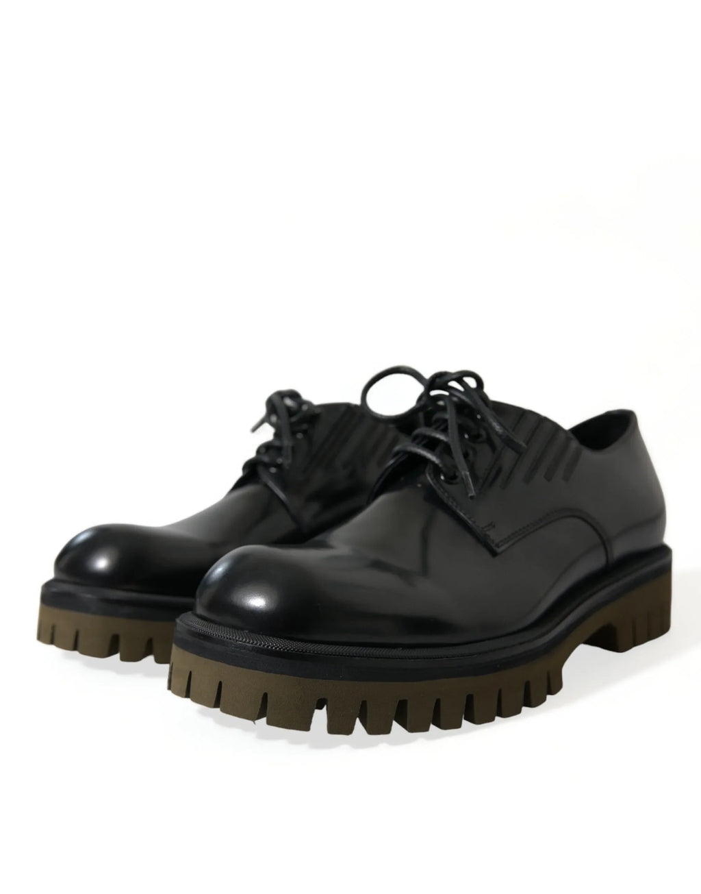 Dolce & Gabbana Black Leather Lace Up Derby Men Dress Shoes - Zeiniez