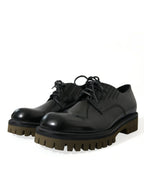 Dolce & Gabbana Black Leather Lace Up Derby Men Dress Shoes - Zeiniez